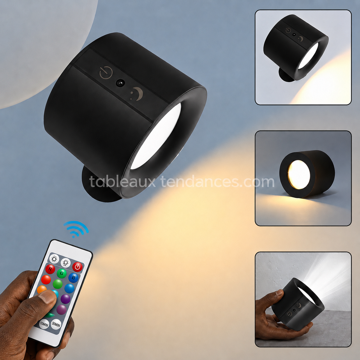 Applique Murale LED Magnétique Design Luxe - Fini Intérieur Doré & Éclairage RVB / Blancs (360°)