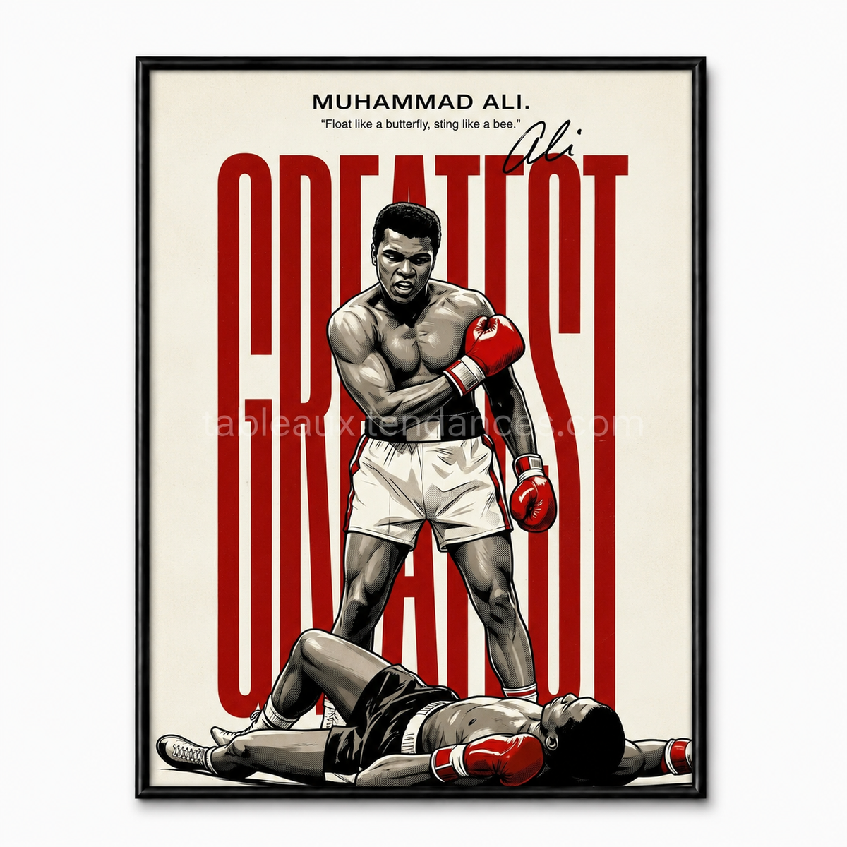 The Greatest — tableau mural inspiration sport et dépassement de soi, cadre noir premium