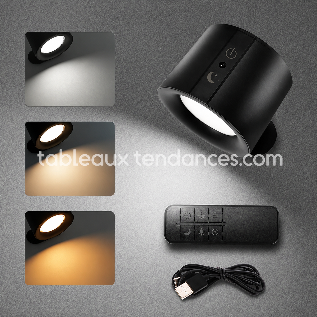 Applique Murale LED à Rotation Magnétique 360° - Intensité Variable et 3 Températures de Couleur