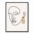 Tableau line art Aura Ligne visage abstrait et formes beige