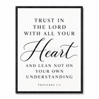 Tableau chrétien Trust in the Lord Proverbs 3:5 typographie élégante