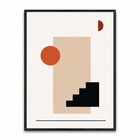 Tableau abstrait Marche Terracotta formes géométriques beige noir et rouge