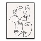 Tableau line art Visages Liés avec plusieurs visages abstraits