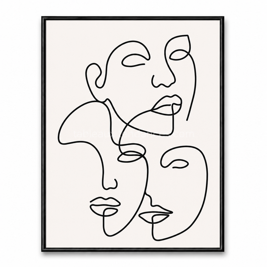 Tableau line art Visages Liés avec plusieurs visages abstraits