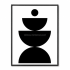 Tableau abstrait Totem Noir en formes géométriques noir et blanc