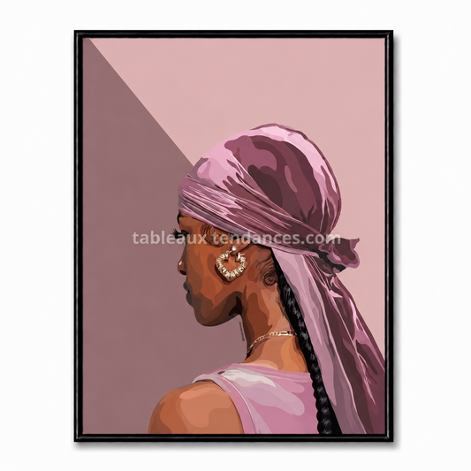 Tableau Grâce Rose – portrait féminin moderne aux tons rose et mauve