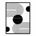 Tableau abstrait Ligne Orbitale noir et blanc avec lignes courbes