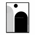 Tableau minimaliste Passage Noir avec arche noire et lignes verticales