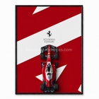 Scuderia — monoplace de course rouge vue du ciel, tableau mural sport automobile vue de dessus