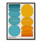 Tableau abstrait géométrique Breathe In and Out bleu jaune orange
