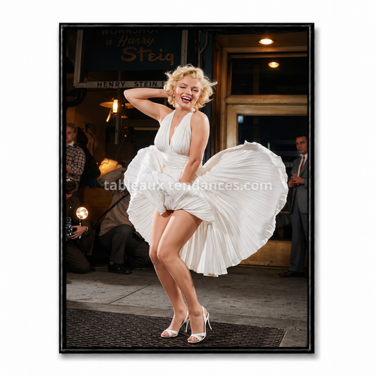Tableau Marilyn White Dress — scène glamour en robe blanche style cinéma vintage