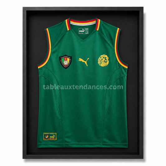 Tableau Maillot Sans Manches Cameroun CAN 2002 – Les Lions Indomptables