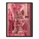 Tableau rose représentant un personnage Companion assis et lisant un journal dans un intérieur monochrome.