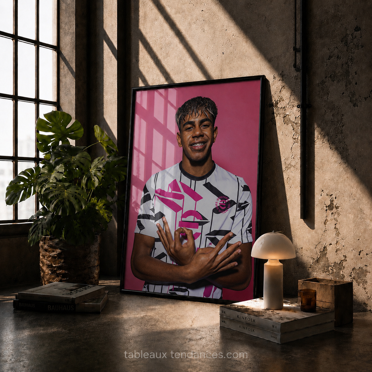 Tableau vertical football eFootball avec cadre noir premium