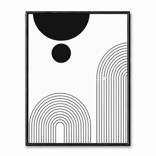 Tableau noir et blanc Double Arche avec lignes architecturales