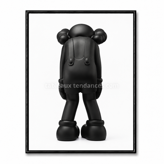 Tableau Kaws noir minimaliste représentant un personnage seul vu entièrement de dos.