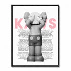 Tableau graphique avec personnage Companion gris cachant son visage devant une composition typographique rose.