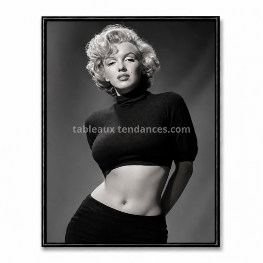 Tableau Marilyn Timeless Icon — portrait noir et blanc style mode rétro