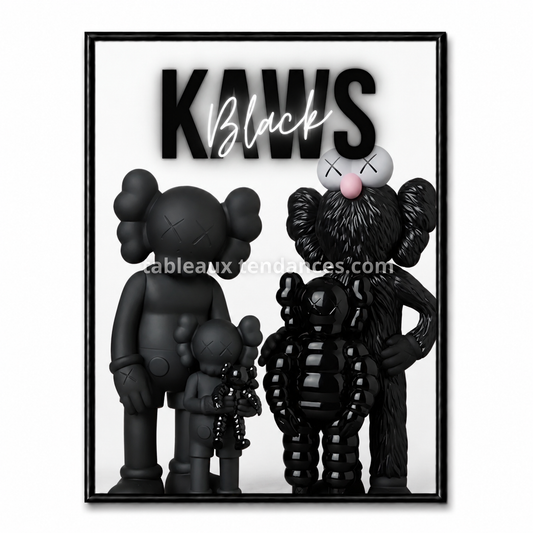 Tableau graphique Famille Graphique, groupe de personnages noirs stylisés sur fond blanc
