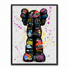 Tableau montrant un personnage Companion noir vu de dos, recouvert de graffiti et d’éclaboussures colorées.
