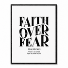 Tableau chrétien Faith Over Fear Psalms 56:3 noir et blanc