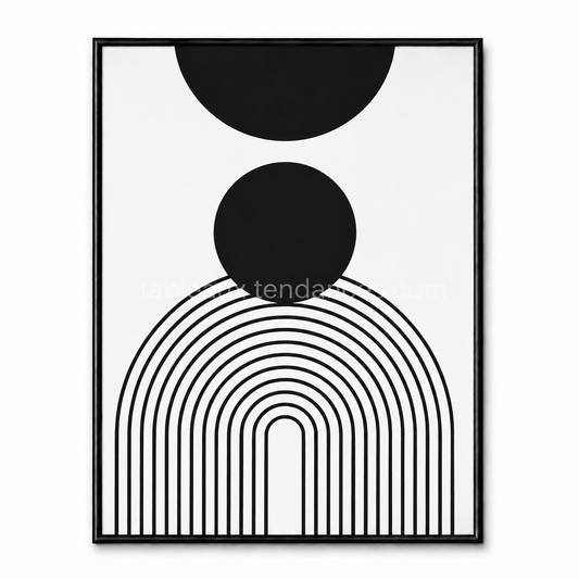 Tableau noir et blanc Arche Suspendue avec cercle et lignes d’arche