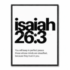 Tableau chrétien Isaiah 26:3 Perfect Peace noir et blanc