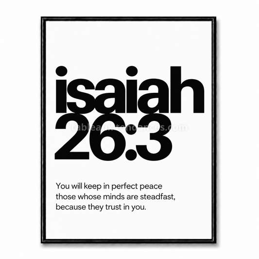 Tableau chrétien Isaiah 26:3 Perfect Peace noir et blanc