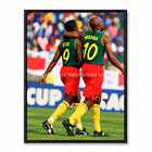 Tableau Lions Indomptables avec maillots Eto'o et Mboma numéro 9 et 10