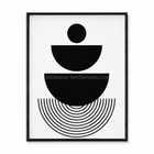 Tableau minimaliste noir et blanc Balance Noir avec formes circulaires