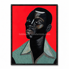 Tableau Red Portrait – portrait afro contemporain sur fond rouge