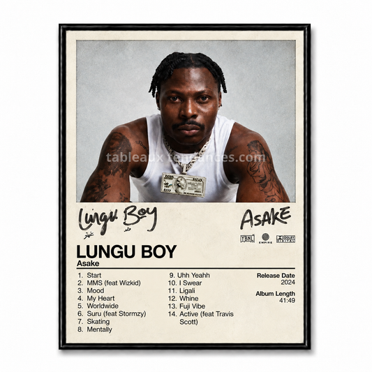 Tableau Asake Lungu Boy décoration murale Afrobeats