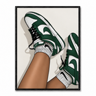 Tableau Sneaker Mood Green vert, sneakers streetwear sur fond clair