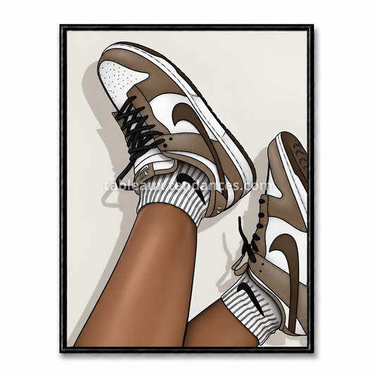 Tableau Sneaker Mood Mocha marron, sneakers streetwear sur fond clair